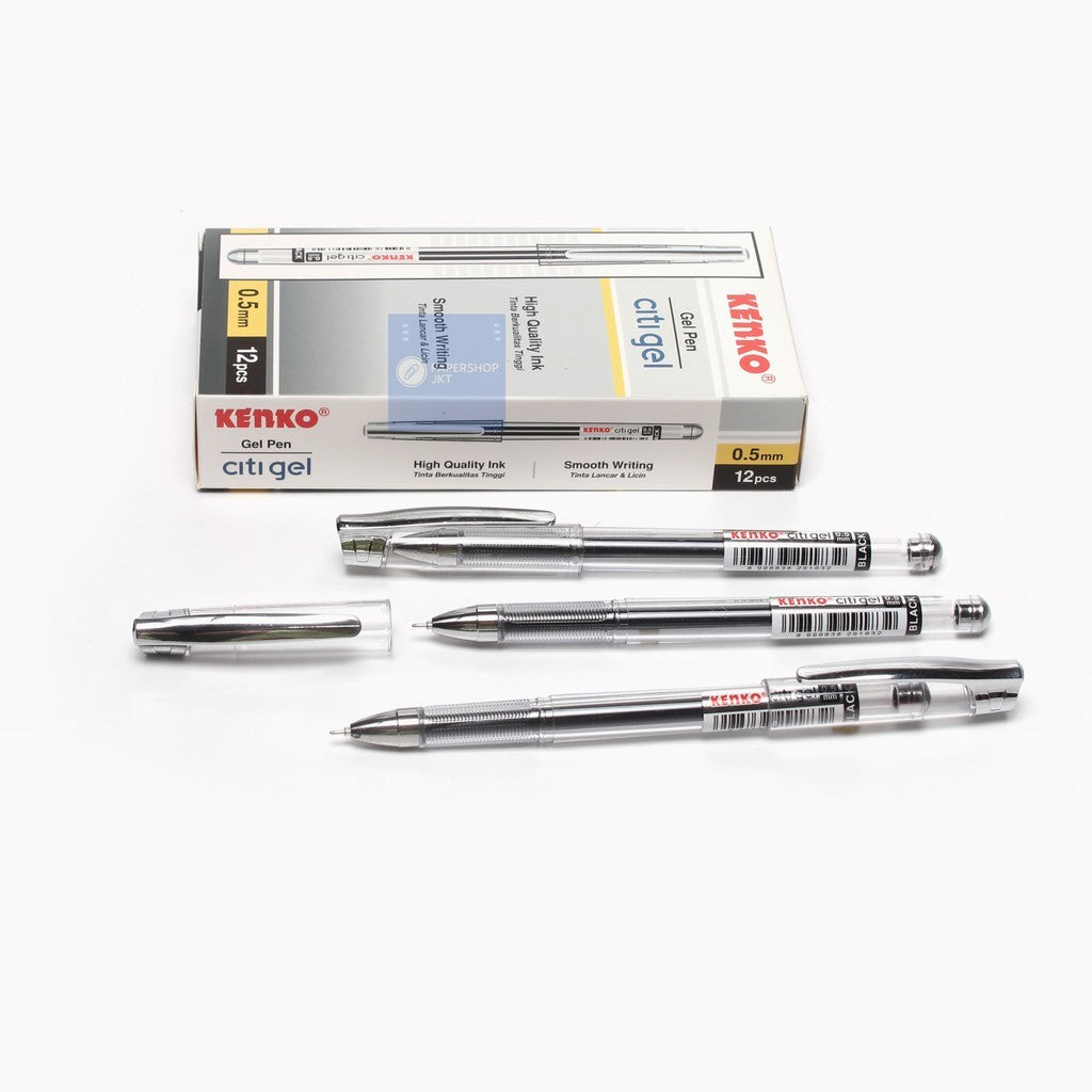 KENKO - Pena Citi Gel 0.5mm - Gel Pen Warna Hitam - Pcs