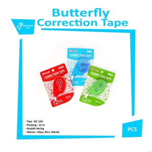 BUTTERFLY - Correction Tape 12 M - Tip-Ex 12 Mtr BC-120 - Pcs - BC-120