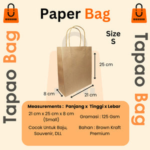 Paper Bag Brown Craft 125 Gsm - Lusin - SMALL