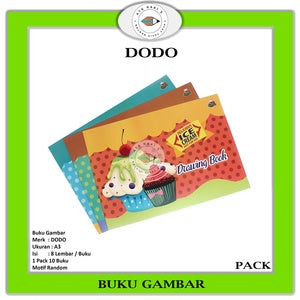 DODO - A3 Buku Gambar Putih Cover Motif Lucu Random / Drawing Book isi 10 Buku - Pack