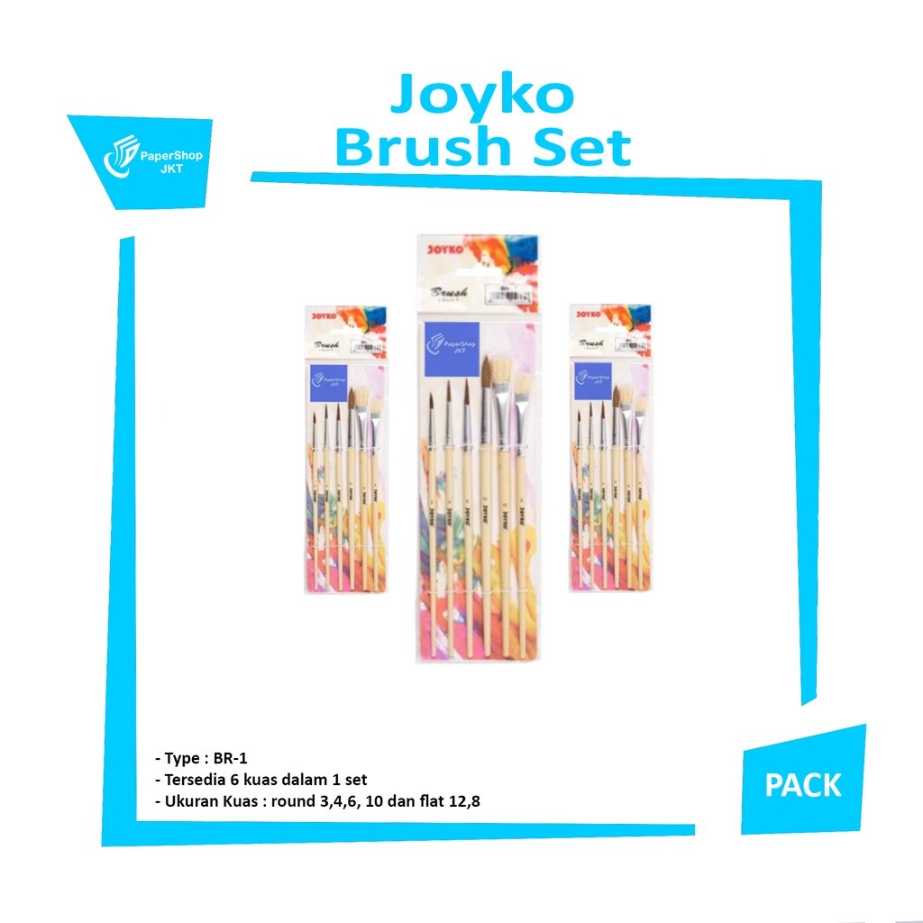 JOYKO - BR-1 Brush Set 6 Kuas Lukis - Kuas Cat Air Set