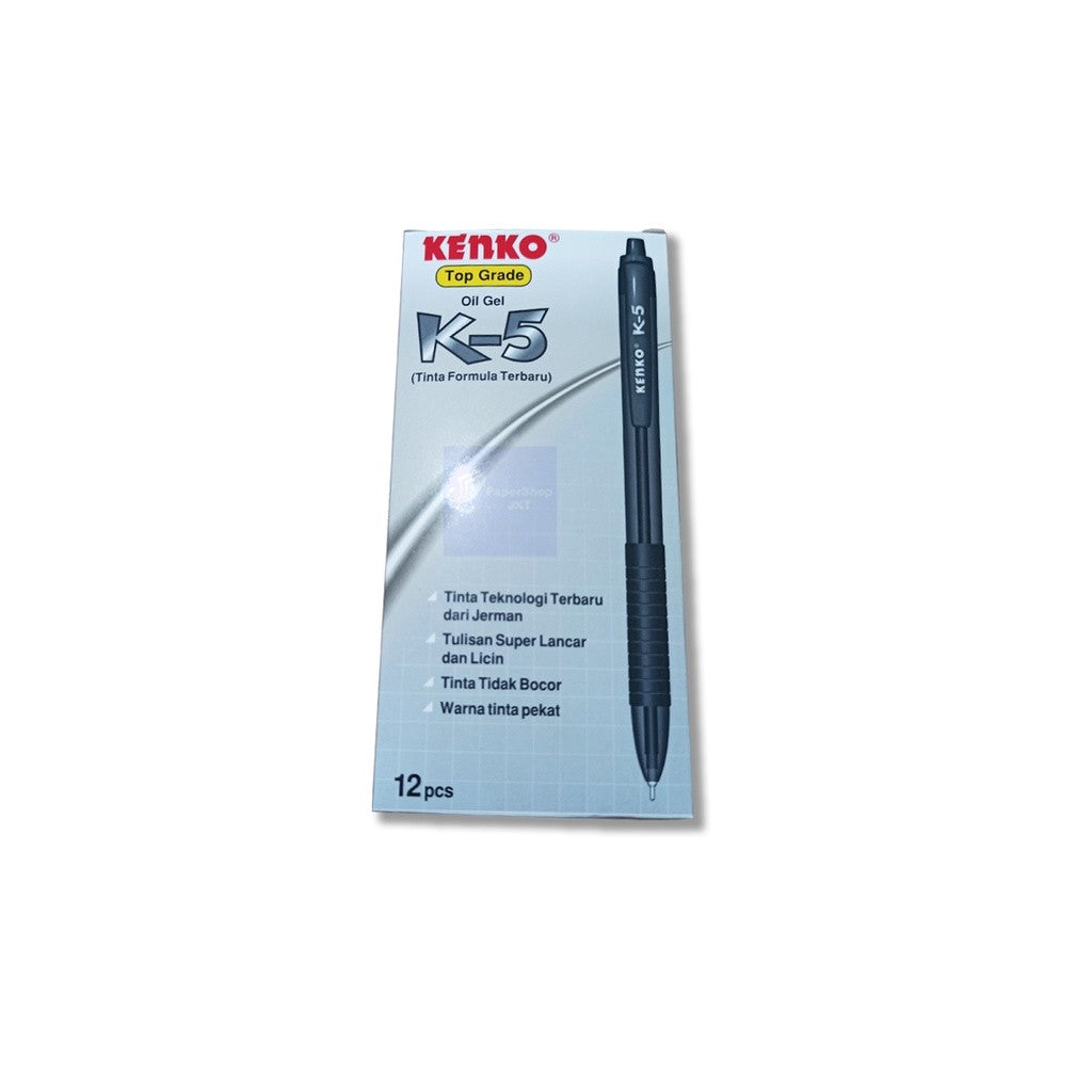 KENKO BALL PEN OIL GEL K - 5 BLACK ( GEL PEN ) - LUSIN