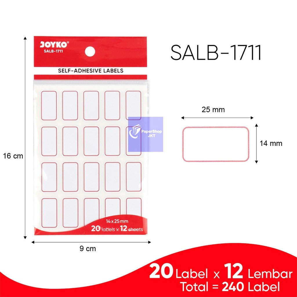 JOYKO - Self Adhesive Labels Salb 1701 - 1715 - Pad
