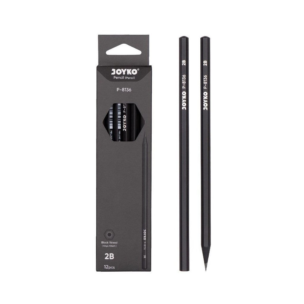 Joyko - Pensil Kayu Hitam 2B P-8136 - Pcs