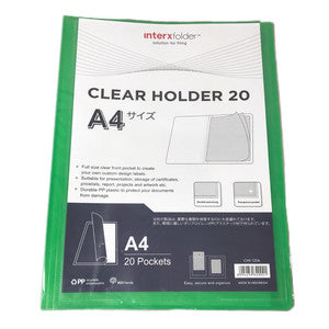 InterXFolder - Dokumen Clear Holder isi 20 Pocket A4 - PCS - Hijau
