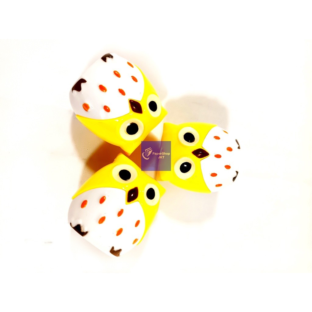 Pencil Sharpener-Rautan Lucu Motif Burung Hantu Berwarna-Per Pcs