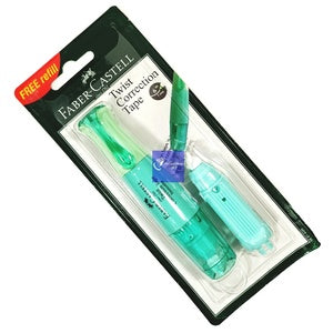 FABER-CASTELL - Twist Correction Tape 6m x 5mm Free Refill - Pcs - Hijau Pastel