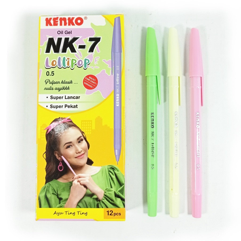 KENKO - Pulpen Pen Oil Gel Lolipop NK-7 Hitam - PCS