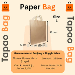 Paper Bag Brown Craft 125 Gsm - Lusin - LARGE