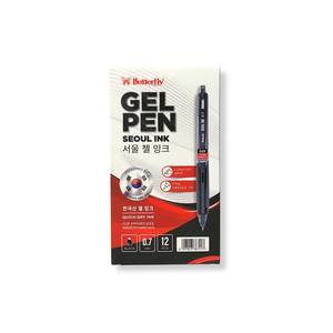 BUTTERFLY - Gel Pen Seoul Ink Pulpen Gel Fine Needle Tip Warna Tinta Variasi - Hitam 0.5mm / Lusin