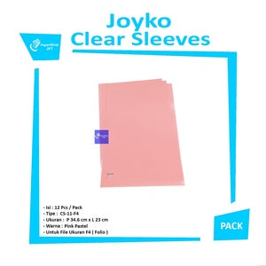 JOYKO - Map L Plastik Bening Folio Clear Sleeves CS-11-F4 Merah Muda Pastel - Pcs