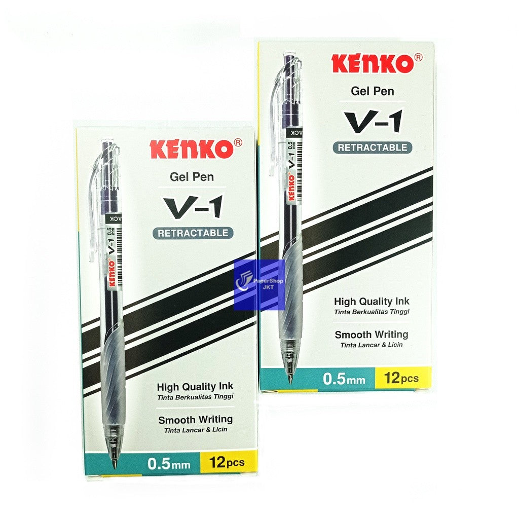 KENKO - Gel Pen Pulpen Jel V-1 Hitam - Pcs