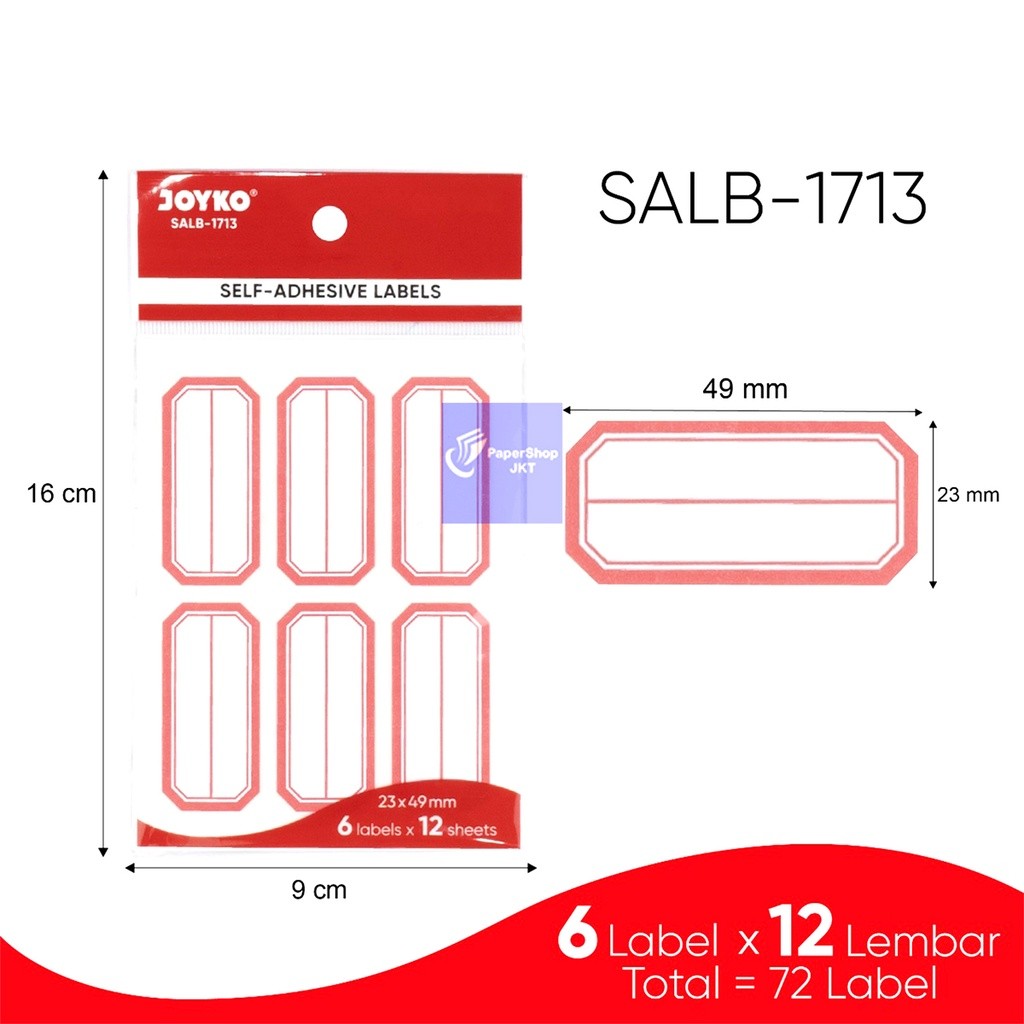 JOYKO - Self Adhesive Labels Salb 1701 - 1715 - Pad