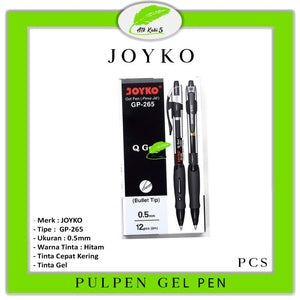 JOYKO - Pulpen GelPen GP-265 0.5mm - Lusin - Hitam