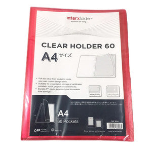 InterXFolder - Dokumen Clear Holder isi 60 Pocket A4 - PCS - Merah
