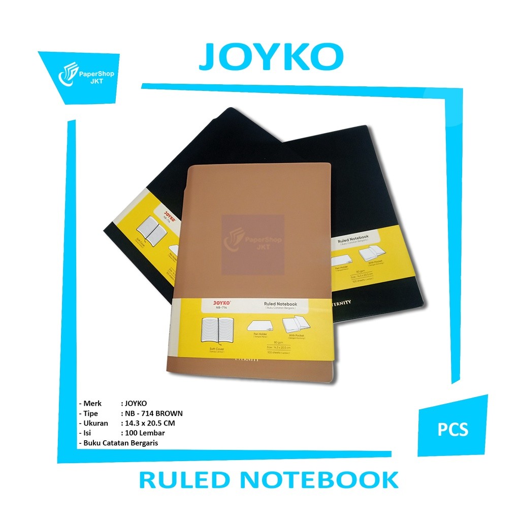 JOYKO - Ruled Notebook NB - 714 - Buku Catatan Bergaris - ETERNITY BROWN / BEIGE - Pcs