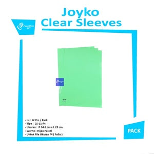 JOYKO - Map L Plastik Folio Sleeves Cs-11-F4 Pastel - Pcs - Hijau