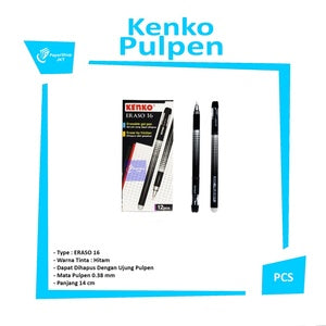 KENKO - Pulpen Hitam Eraso 16 Erasable Bisa Dihapus - Pcs - ERASO-16