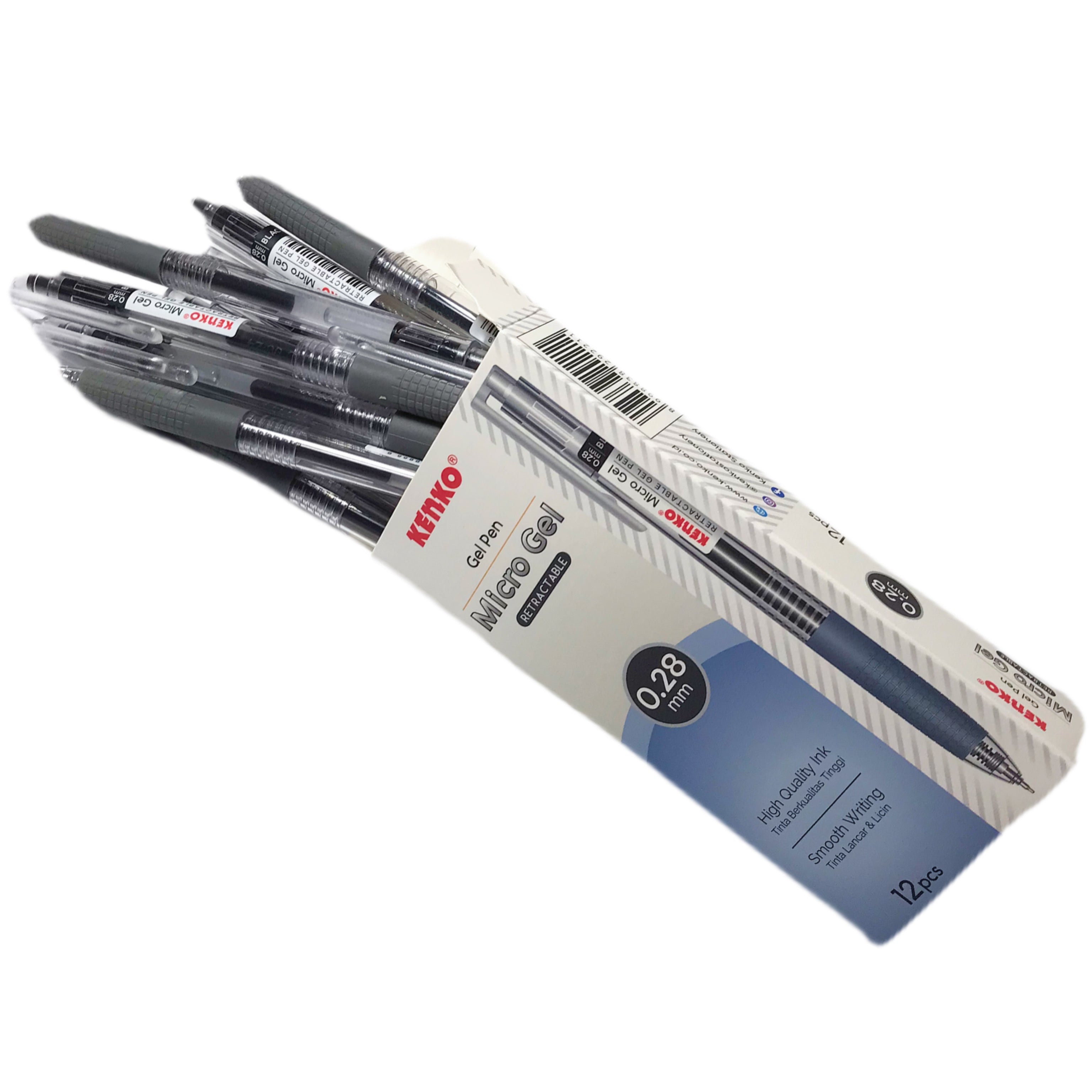 KENKO - Pulpen Gel Pen Micro Gel Retractable 0.28mm Hitam - Pcs