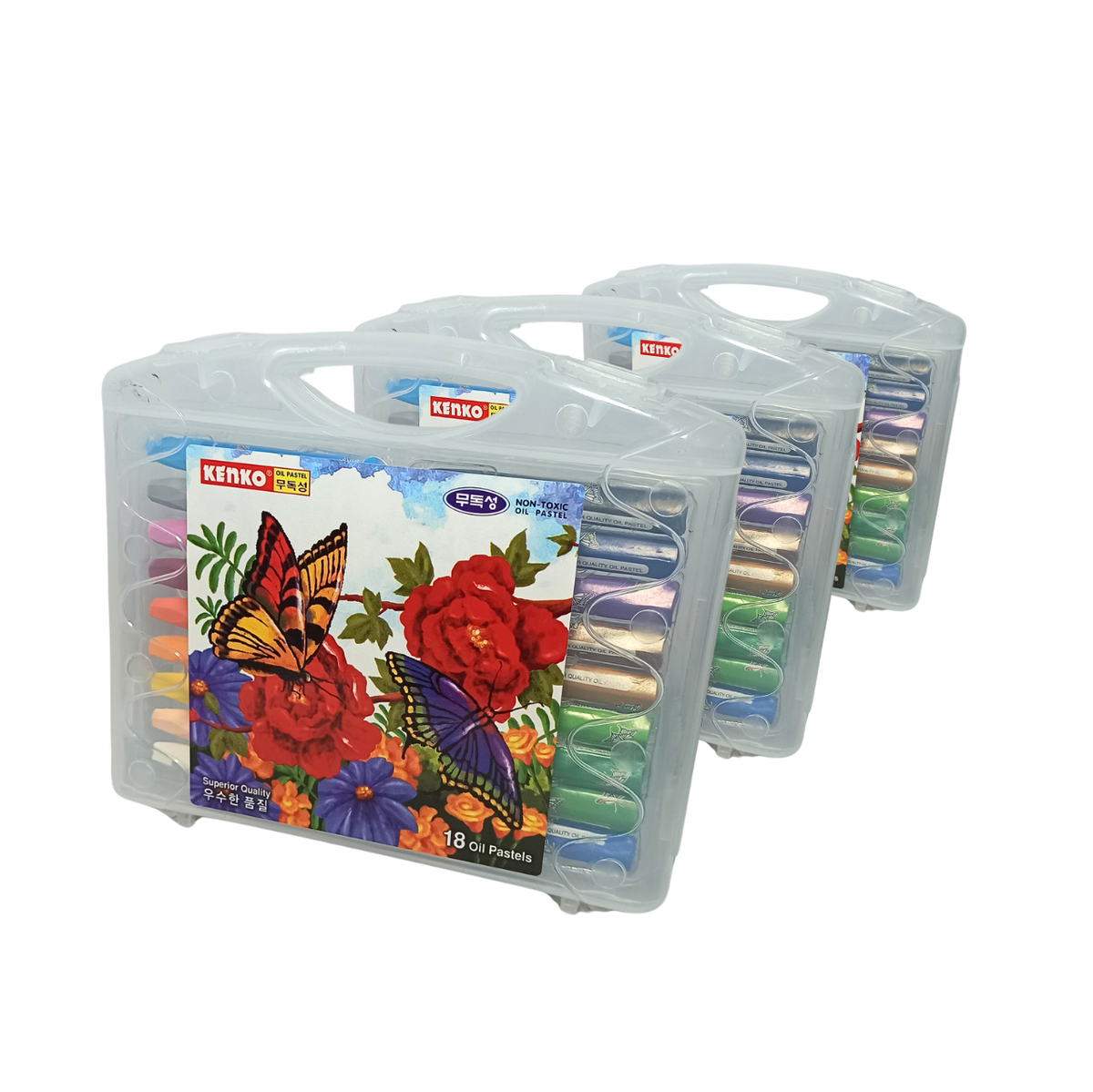 KENKO - Crayon 18 Color Oil Pastel PP Case - Garden - Set