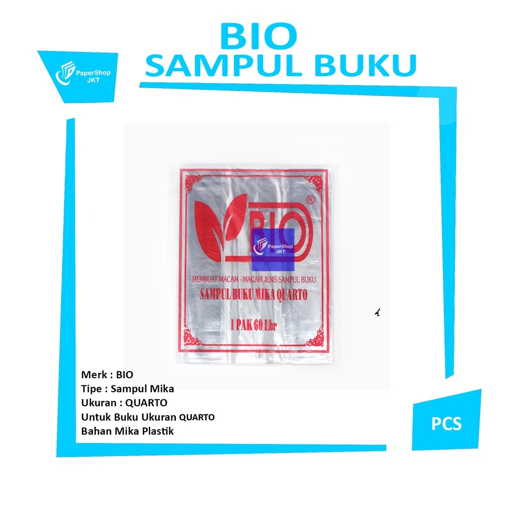 BIO - Sampul Buku Plastik Mika Ukuran Kwarto isi 10 Lembar