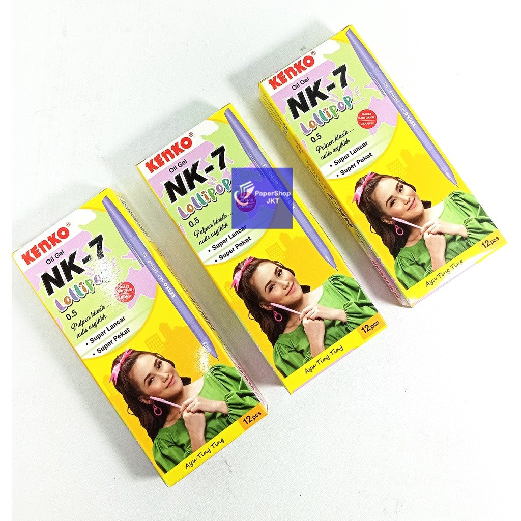 KENKO - Pulpen NK-7 Lolipop Pen Oil Gel Hitam - Lusin