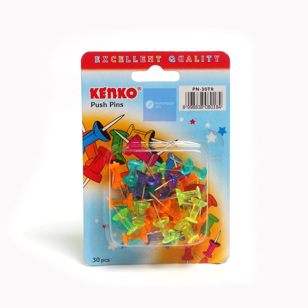 KENKO - PN-30TR Color Trans Push Pins - Paku Pin Warna - Pack