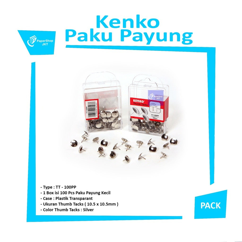 KENKO - TT-100PP Thumb Tacks - Paku Payung Kecil - Pack