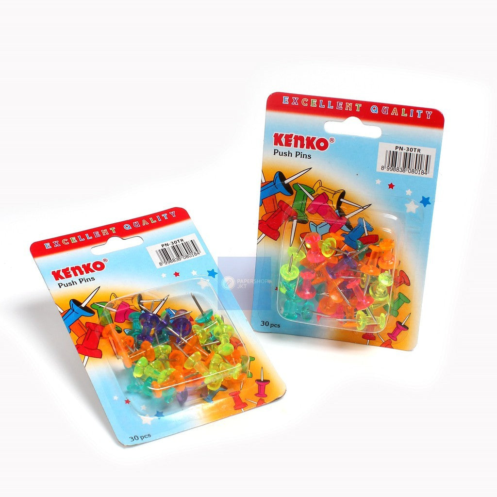 KENKO - PN-30TR Color Trans Push Pins - Paku Pin Warna - Pack