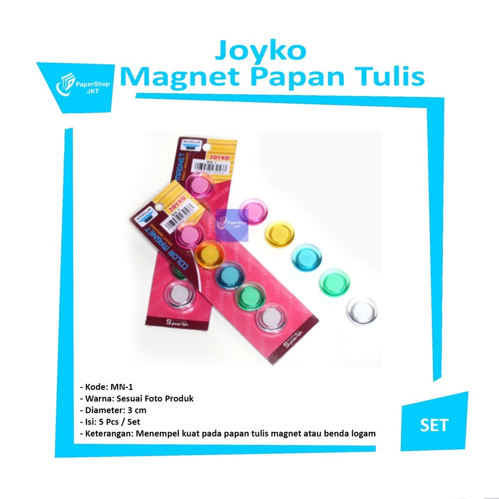 JOYKO - Magnet Papan Tulis Warna MN-1 Bulat Transparan - Pack