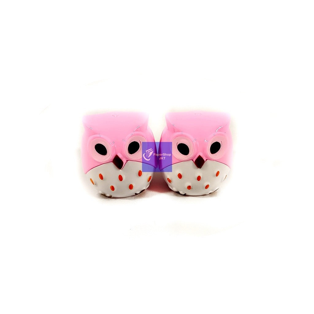 Pencil Sharpener-Rautan Lucu Motif Burung Hantu Berwarna-Per Pcs