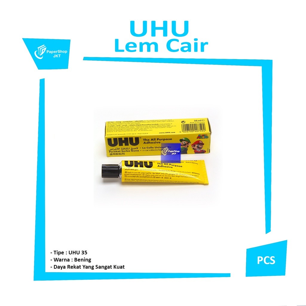 UHU - Lem Cair All Purpose Adhesive 35gr - Glue 35ml - PCS