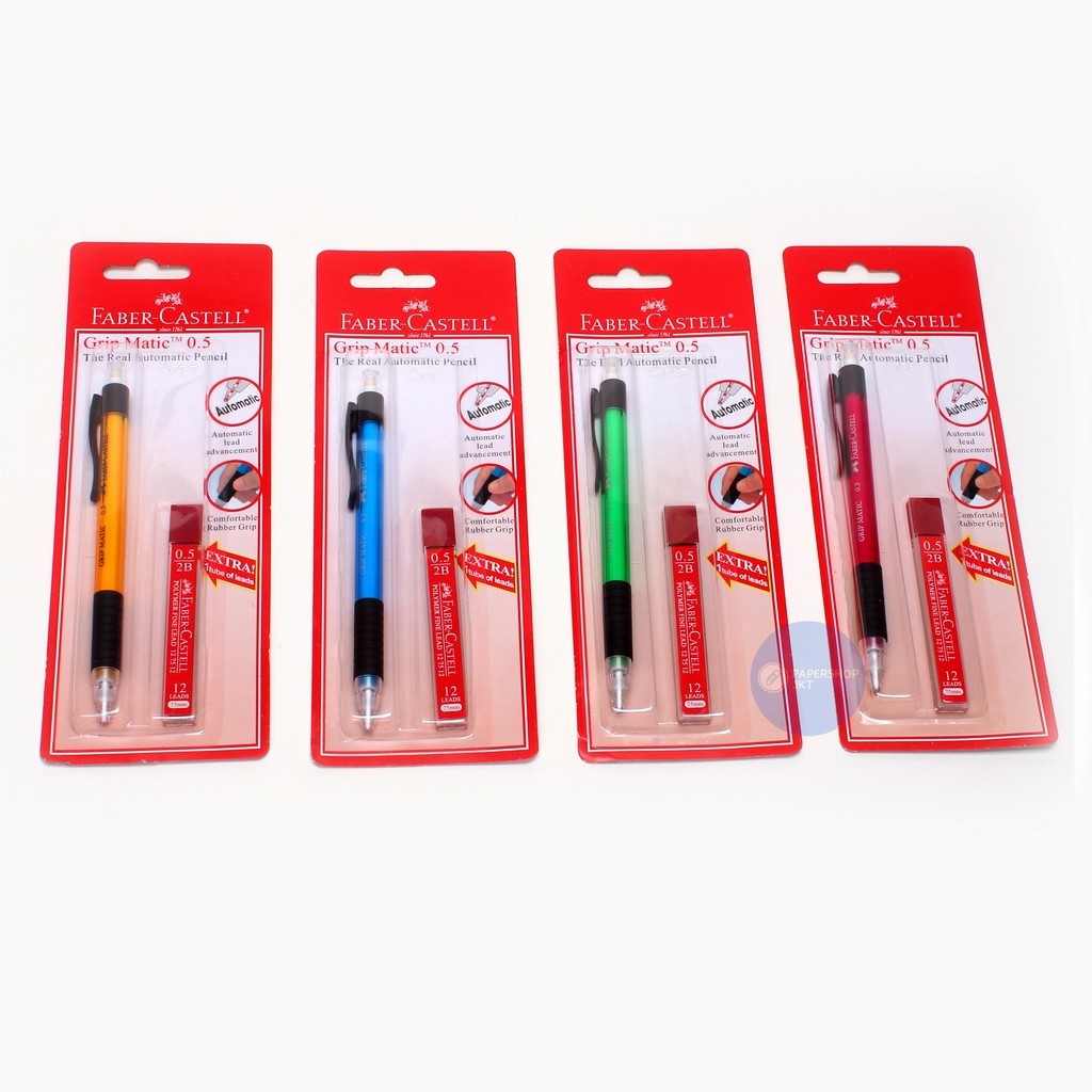 FABER CASTELL - Auto Grip Matic 0.5 mm - Pensil Mekanik Free Isi Pensil - Set