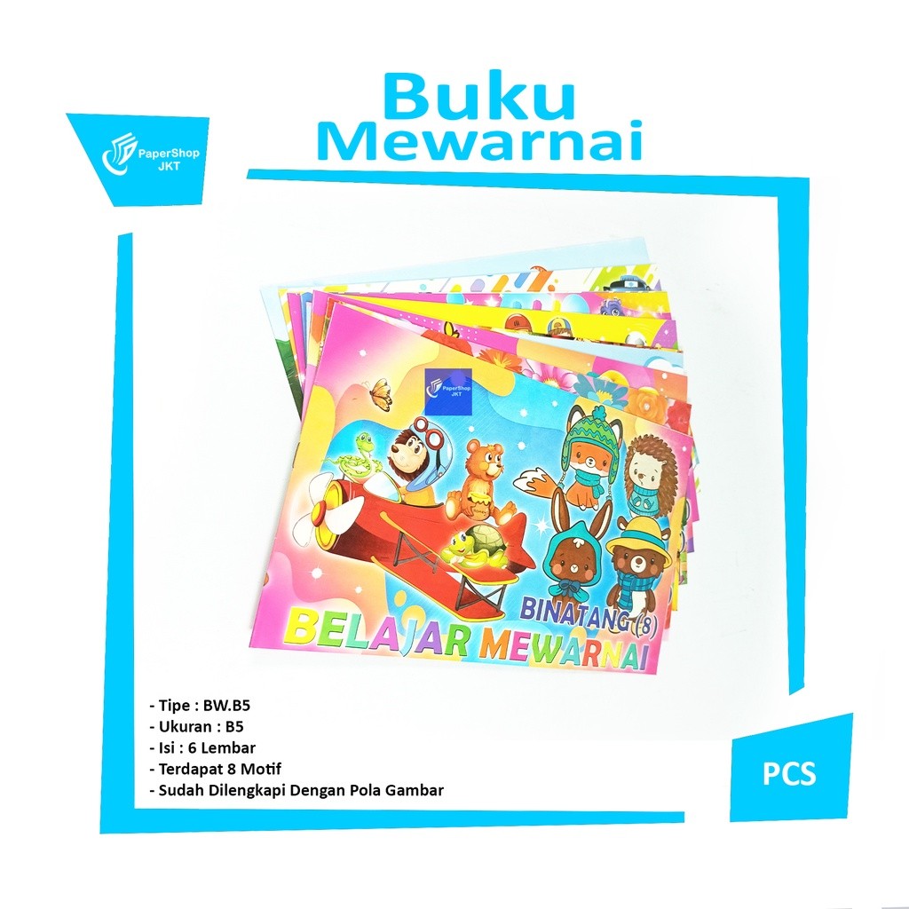 Buku Belajar Mewarnai BW.5 Coloring Book Motif Variasi Pola Gambar Lucu & Keren - Pcs