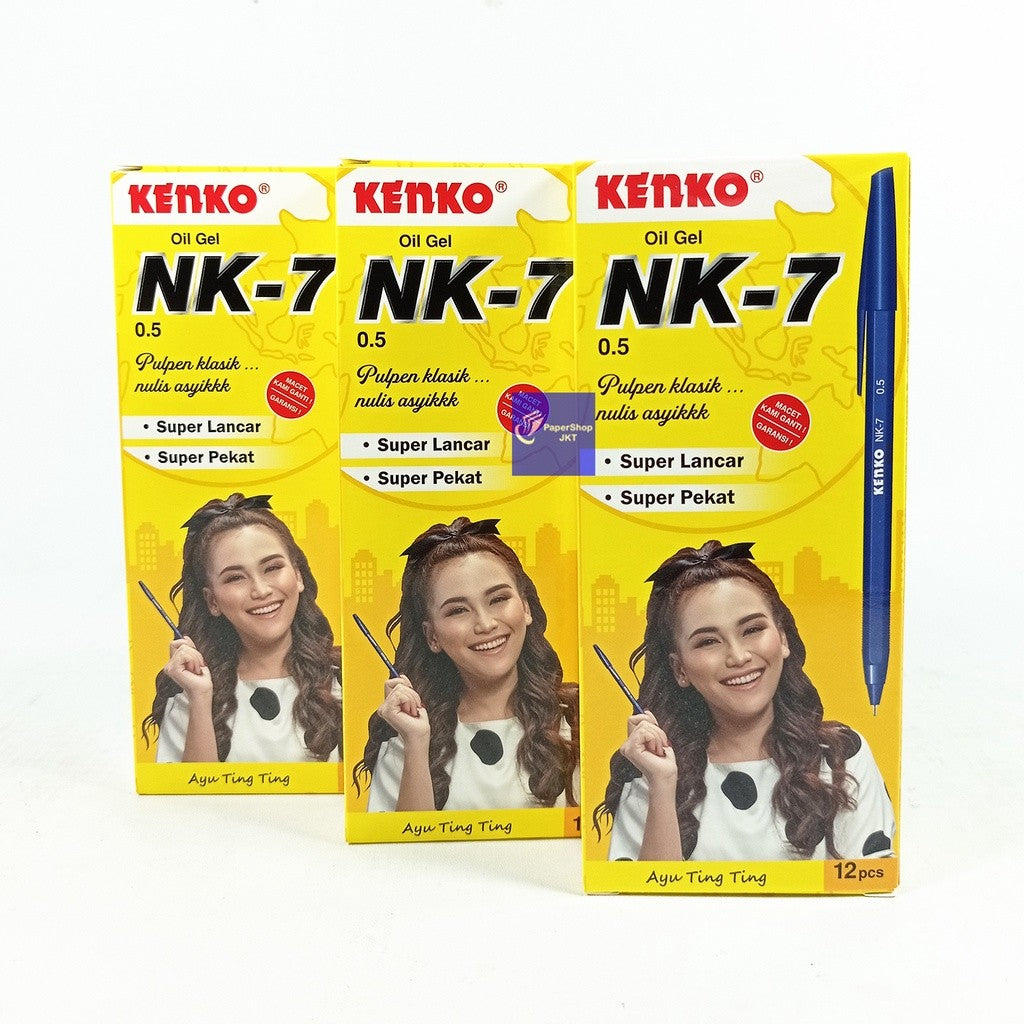 KENKO - NK-7 Pen Oil Gel Pulpen Biru - Pcs