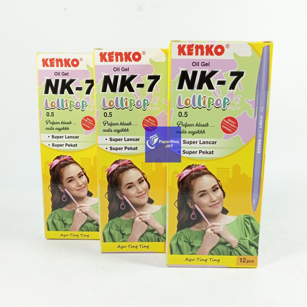 KENKO - Pulpen NK-7 Lolipop Pen Oil Gel Hitam - Lusin