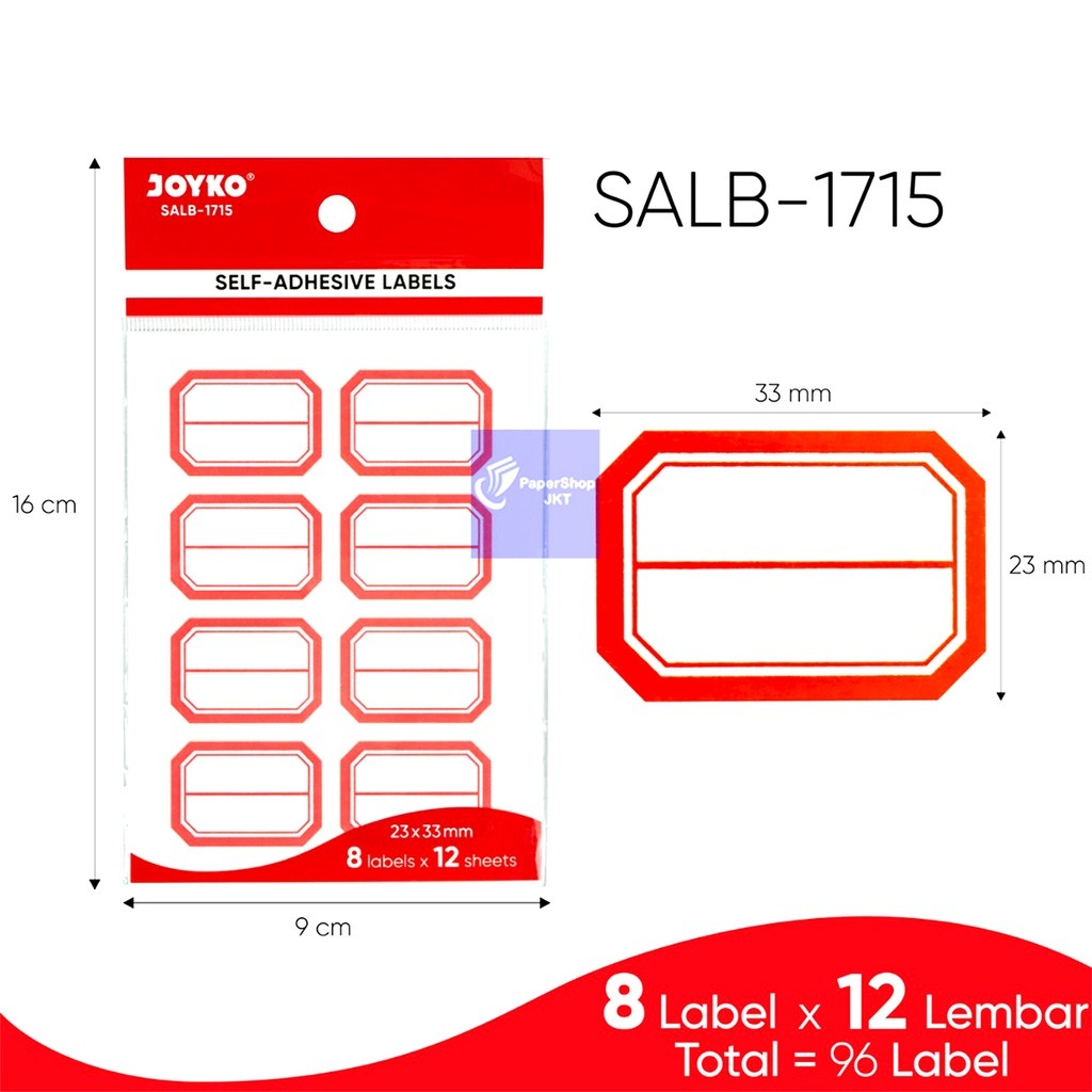 JOYKO - Self Adhesive Labels Salb 1701 - 1715 - Pad