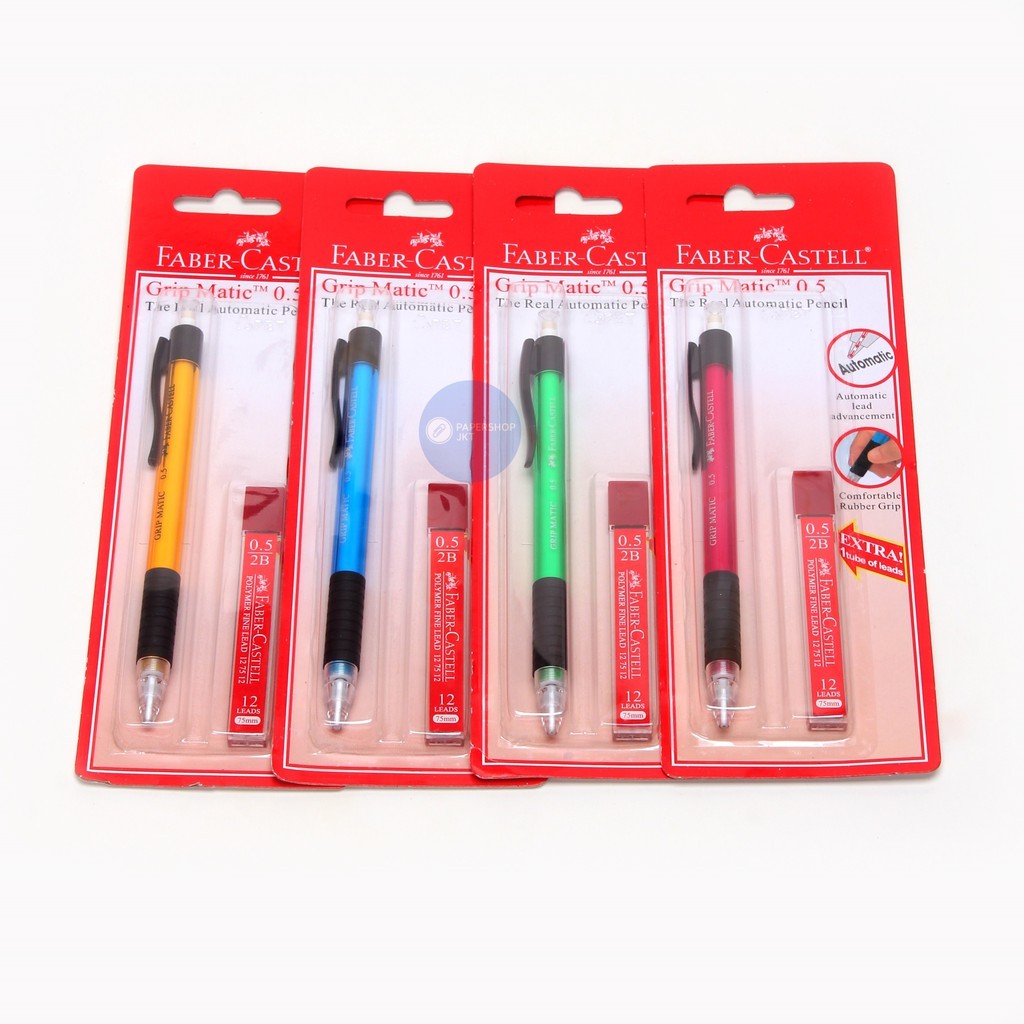 FABER CASTELL - Auto Grip Matic 0.5 mm - Pensil Mekanik Free Isi Pensil - Set