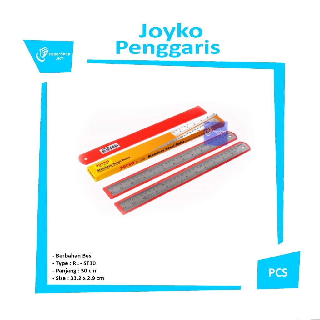 JOYKO - Ruler Stainless 30cm Penggaris Besi - Pcs