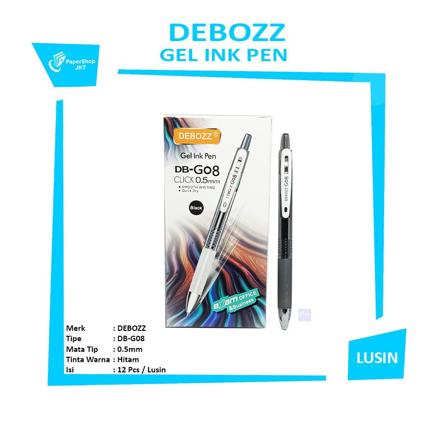 DEBOZZ - Gel Ink Pen Pulpen Cetek 0.5mm - Lusin