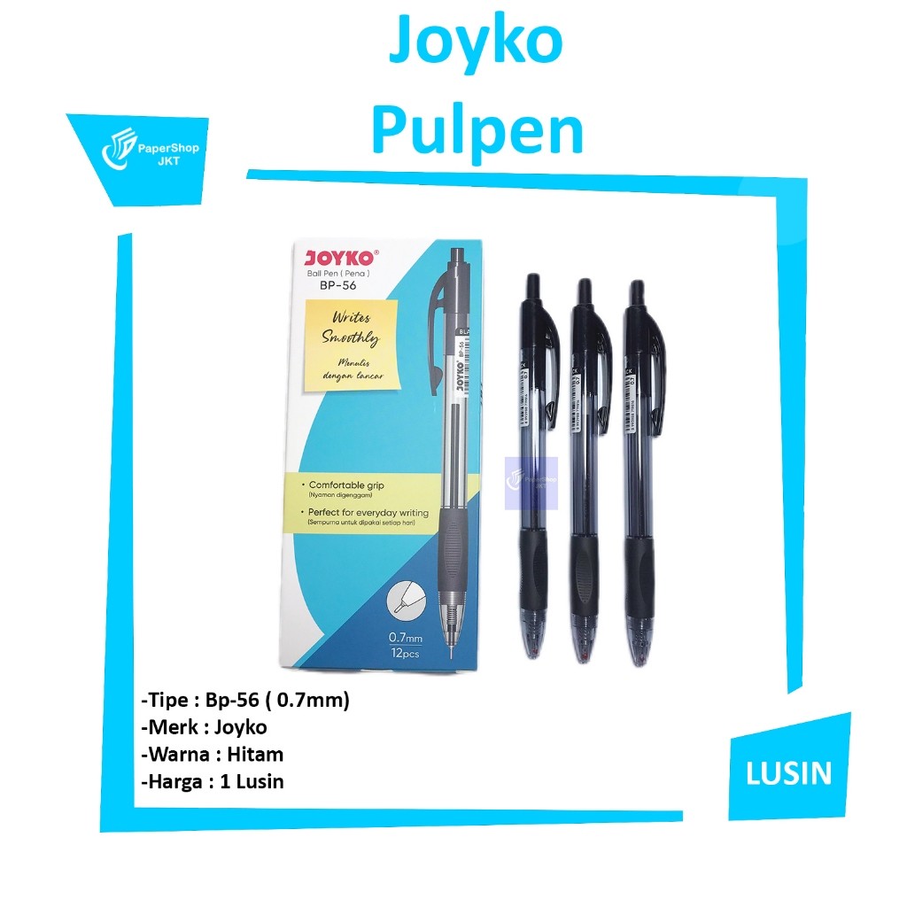 Joyko - Ballpen Pulpen BP-56 Warna Hitam - LUSIN
