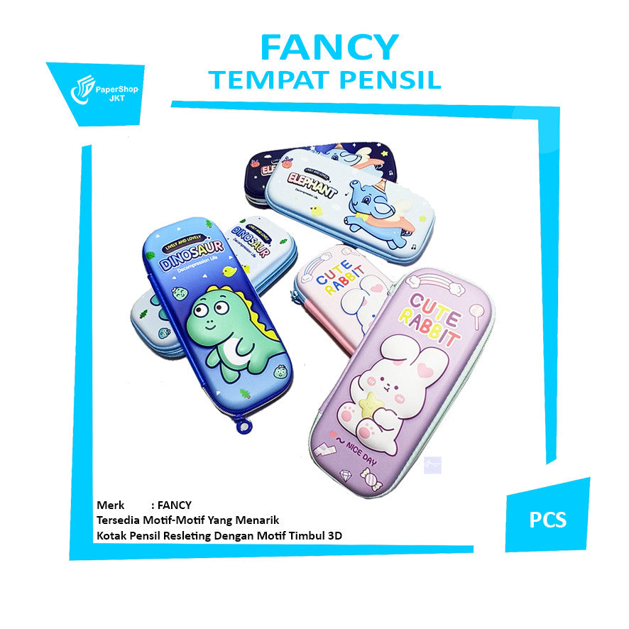 FANCY - Tempat Pensil Resleting Motif 3D - Pcs