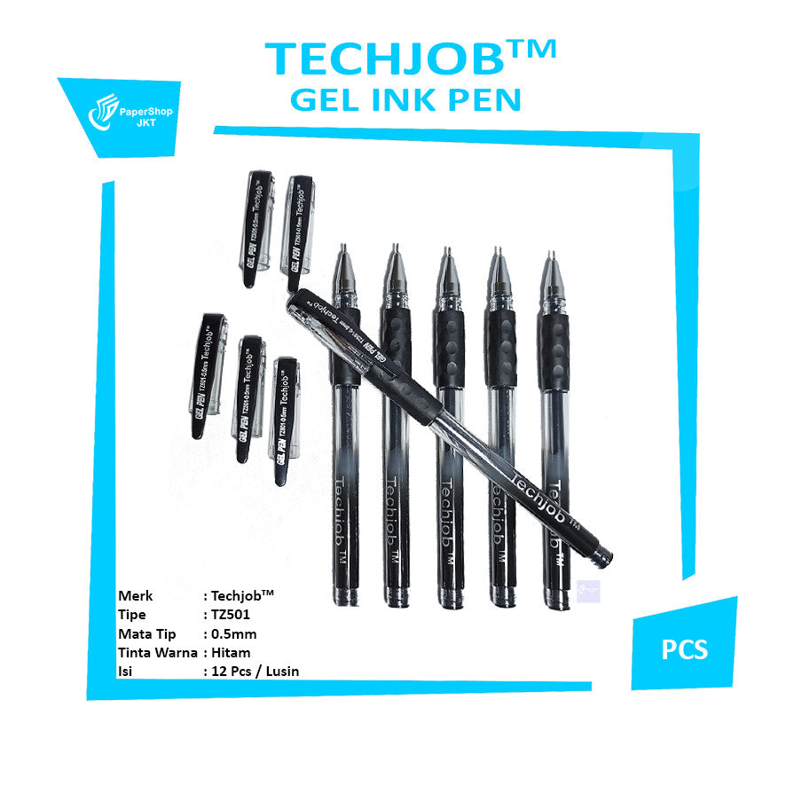 TECHJOB - Gel Ink Pen Pulpen 0.5mm TZ501 - Pcs