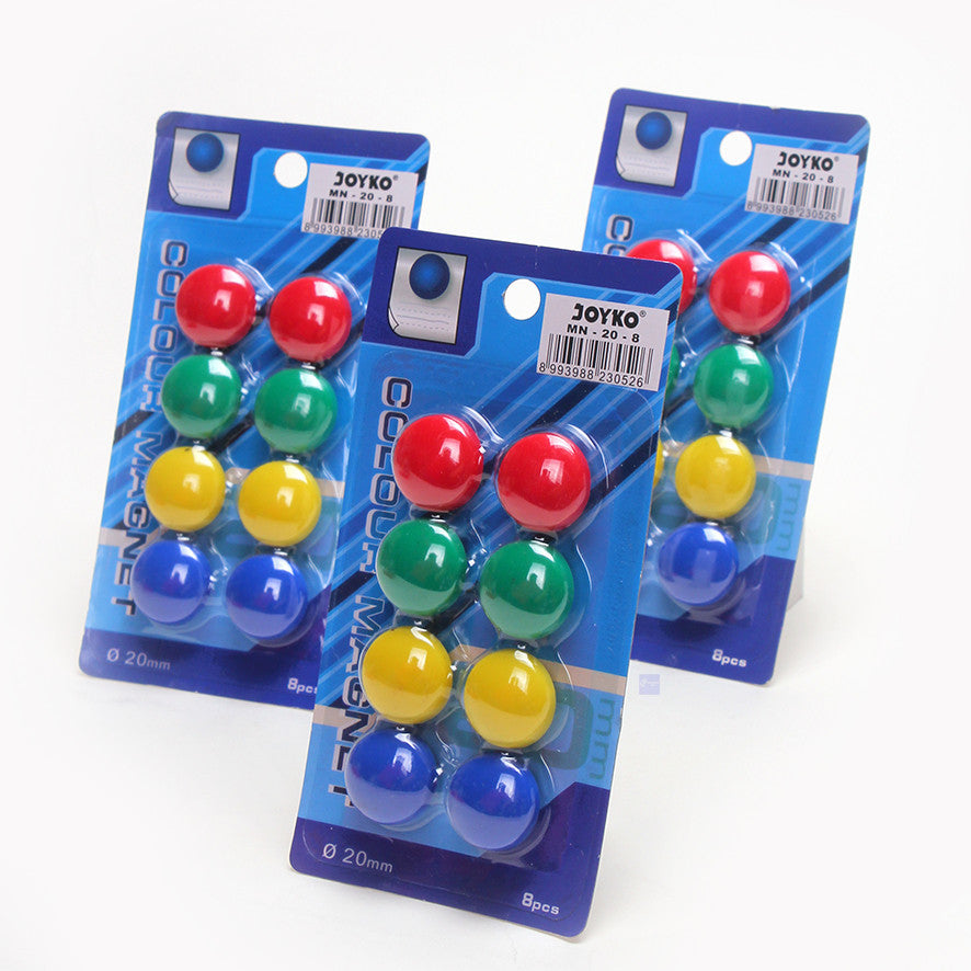 JOYKO - Magnet MN-20-8 Papan Tulis Whiteboard Kulkas Bulat 2 cm Warna - Set