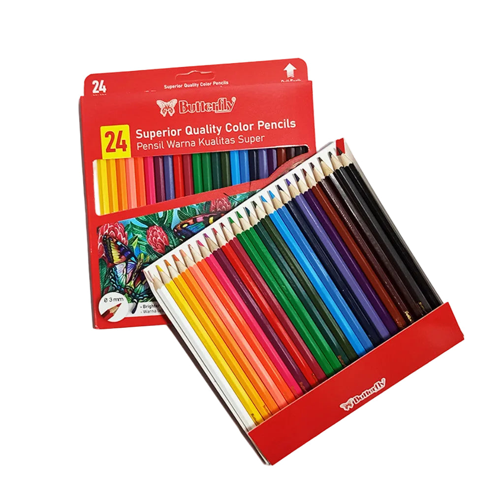 BUTTERFLY - Pensil Warna 24 Super Quality - Set