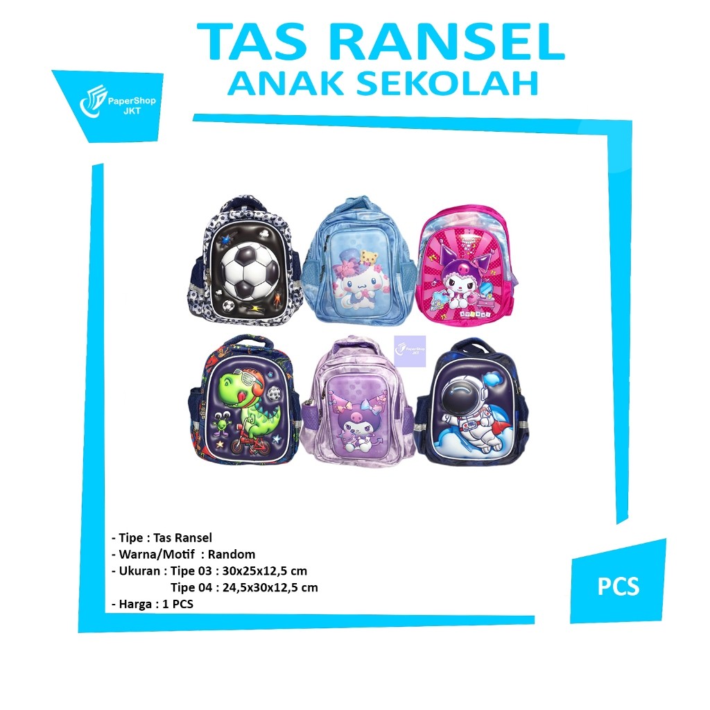 FANCY - Tas Ransel Sekolah Anak TK Uk 12 Inch Random Motif - Pcs