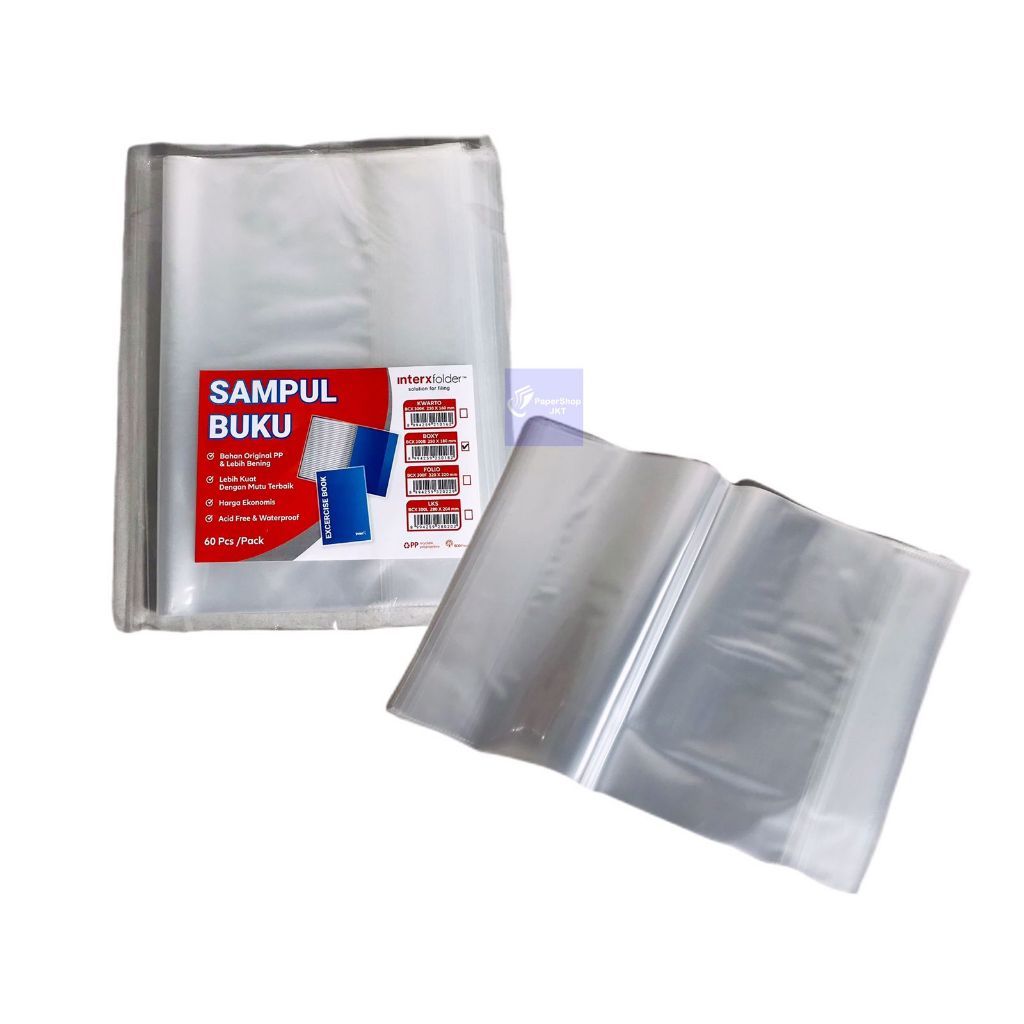 InterX - Sampul Buku Plastik Mika Varian Ukuran (Pack Isi 60 Lembar) - Pack