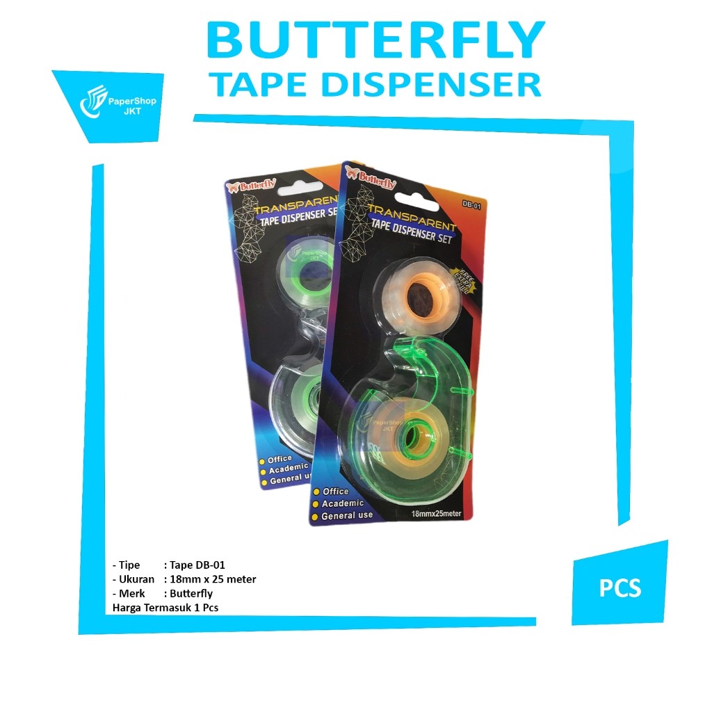 BUTTERFLY - Tape Dispenser Set Transparent DB-01 - PCS