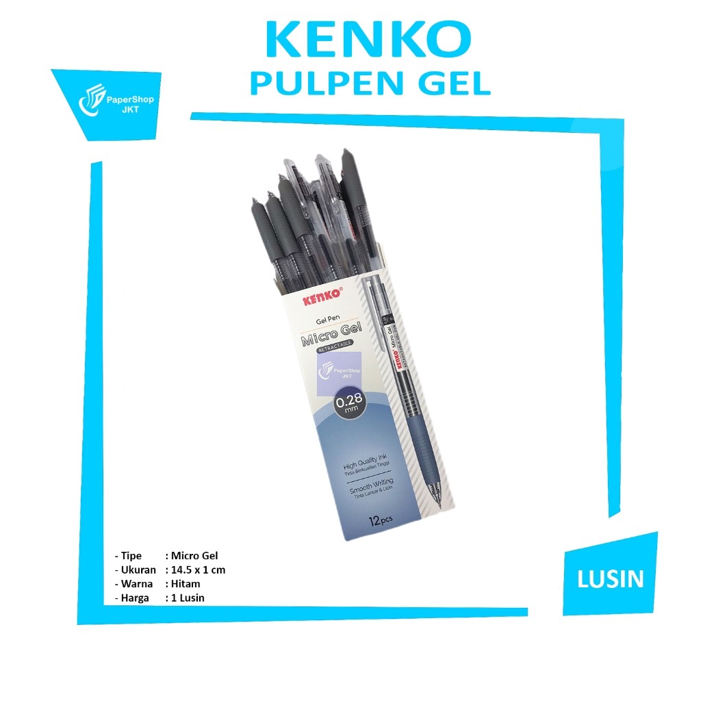 KENKO - Pulpen Gel Pen Micro Gel Retractable 0.28 mm - LUSIN