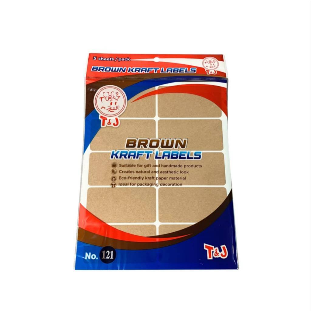 T&J - Label Brown Kraft No.103 | 104 | 115 |  121 | 127 | Label Warna Coklat Variasi Ukuran - Pad